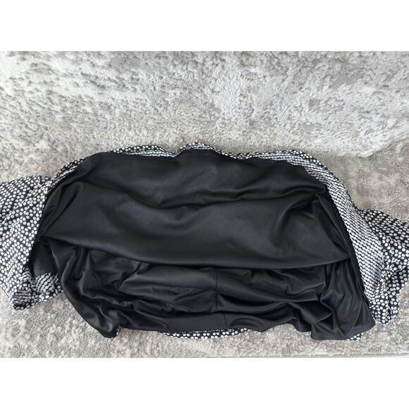 Lane Bryant Plus Sz 28 Stretch Polka Dot Faux Wrap Midi Dress Black White Lined - Picture 8 of 9